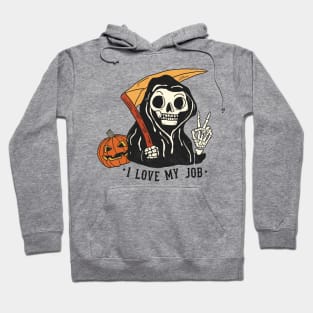 Sarcastic I Love My Job Grim Reaper Halloween Hoodie